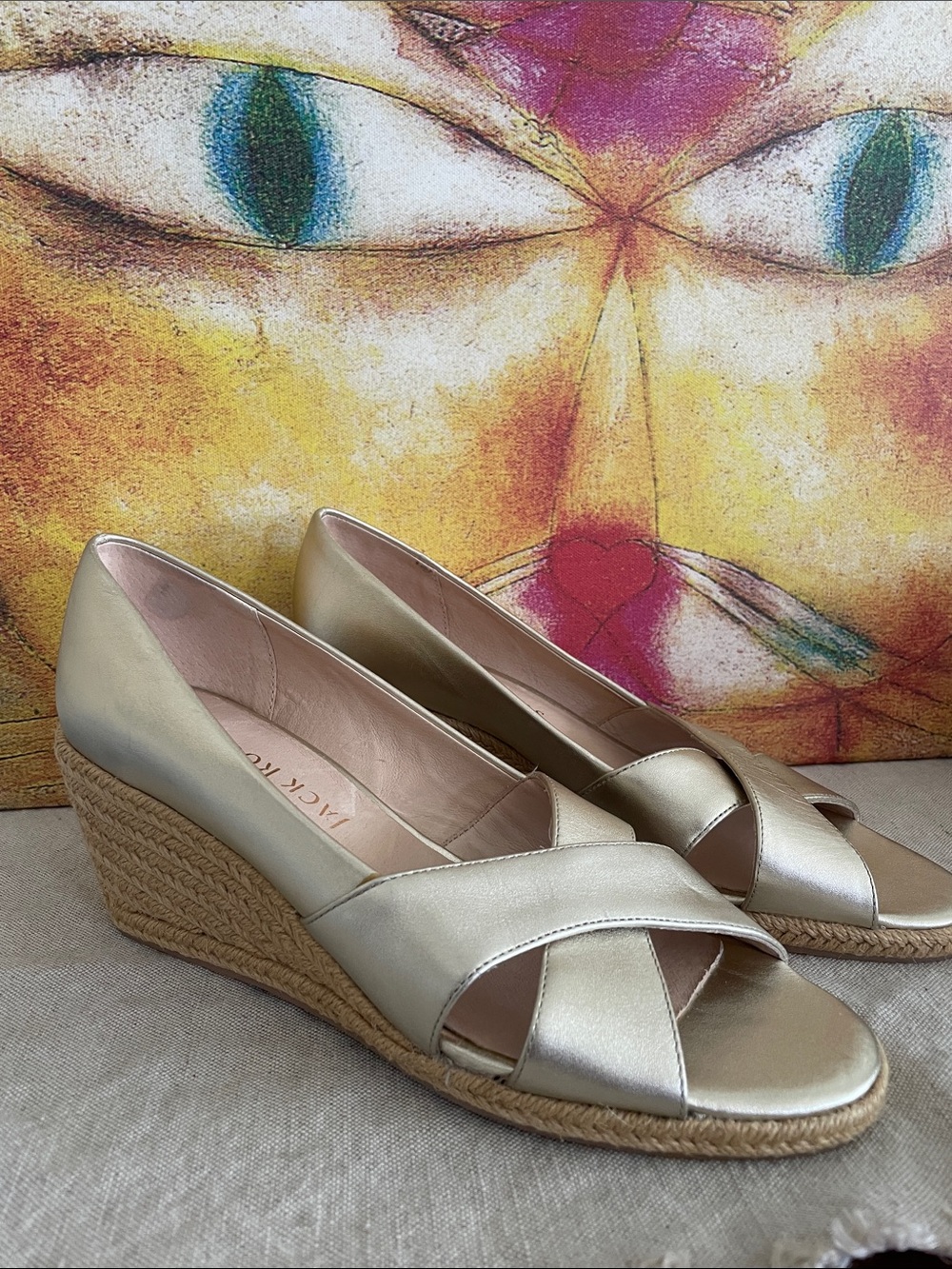 Jack Rogers Palmer crisscross espadrille gold size 9.5